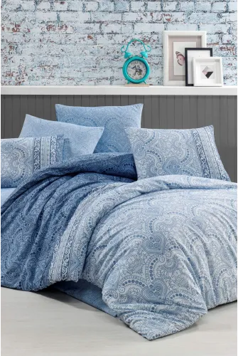 Newhome Ranforce Carin Mavi Tek Kişilik Nevresim Takımı