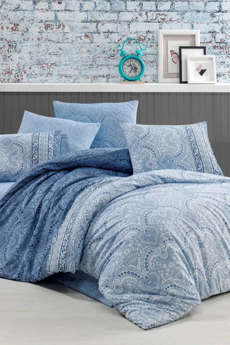 Newhome Ranforce Carin Mavi Tek Kişilik Nevresim Takımı