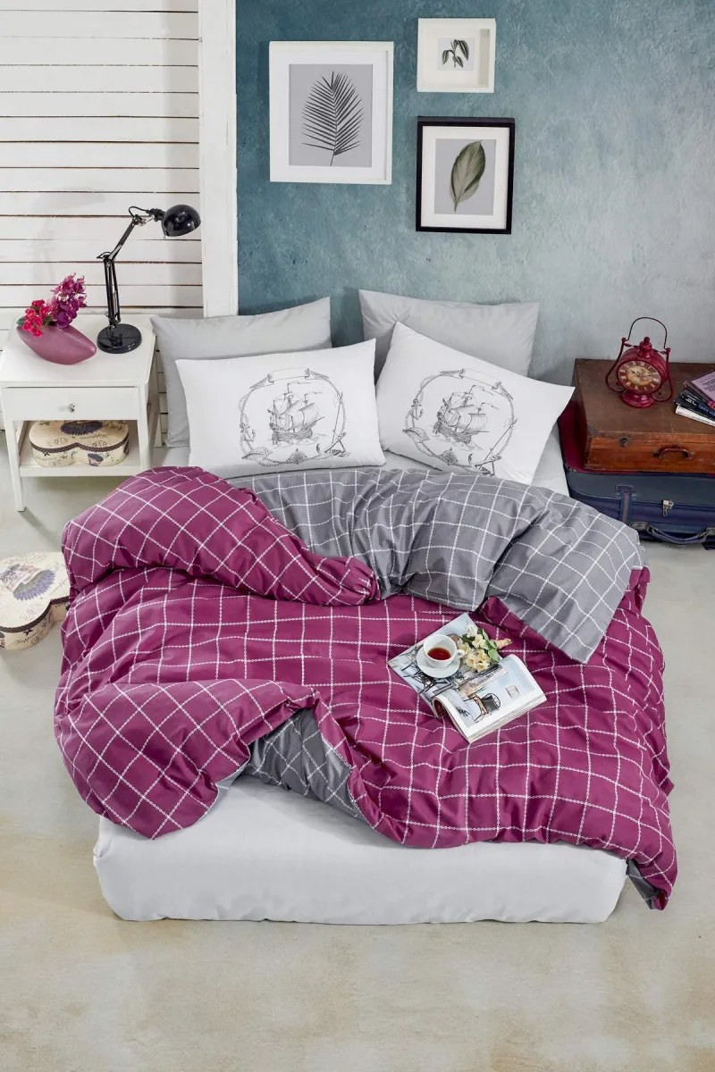 Newhome Ranforce Çift Kişilik Nevresim Takımı Trendy colors Mor 1167-02