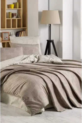 Newhome Çift Kişilik Baskı Pikeli Nevresim Takımı Barlow Bej