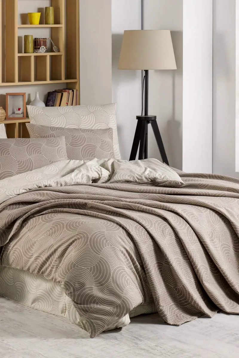 Newhome Çift Kişilik Baskı Pikeli Nevresim Takımı Barlow Bej