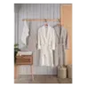 Newhome Alfa 6 Parça Kutulu %100 Pamuk lüx Aile Bornoz Seti Kapiçino-Krem