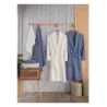 Newhome Alfa 6 Parça Kutulu %100 Pamuk lüx Aile Bornoz Seti Mavi-Krem