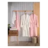 Newhome Alfa 6 Parça Kutulu %100 Pamuk lüx Aile Bornoz Seti Pembe-Krem
